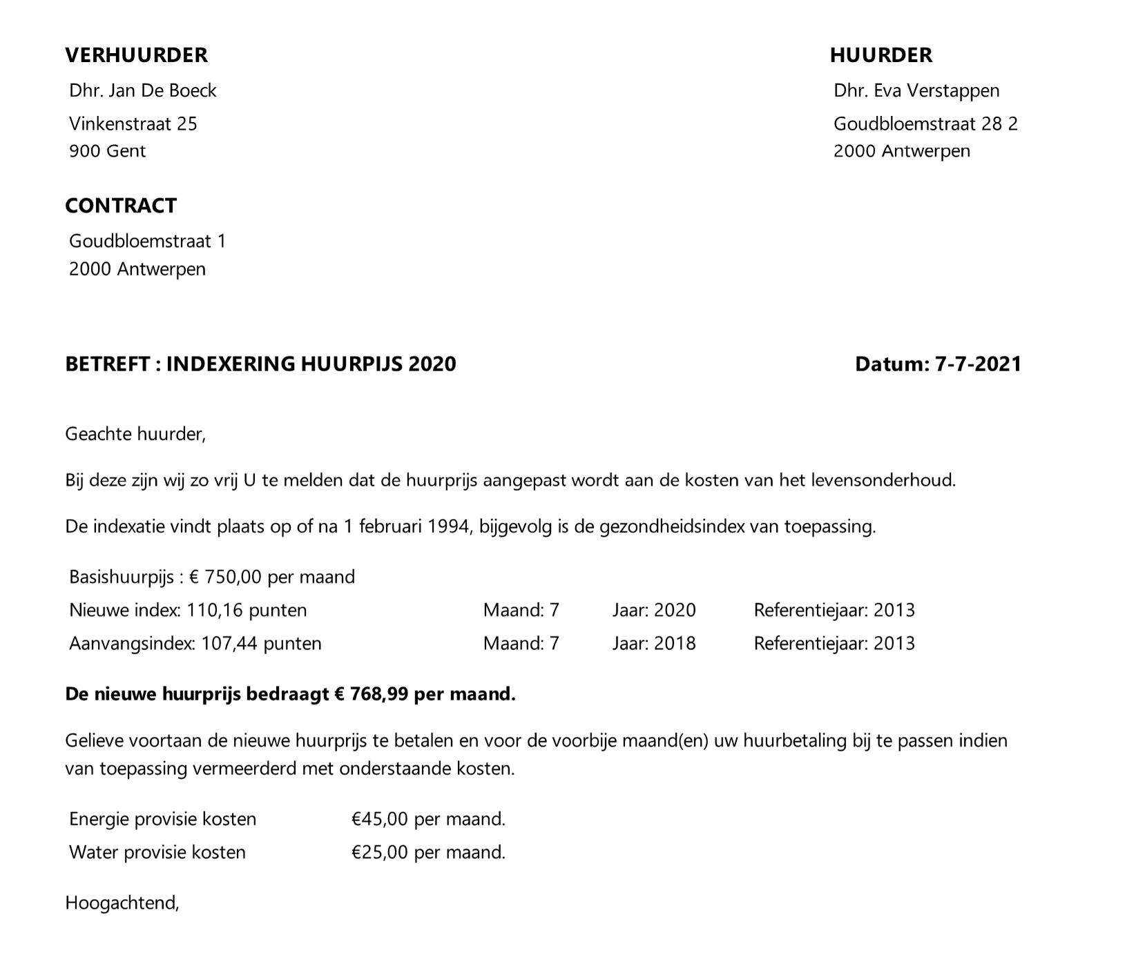 Indexatiebrief